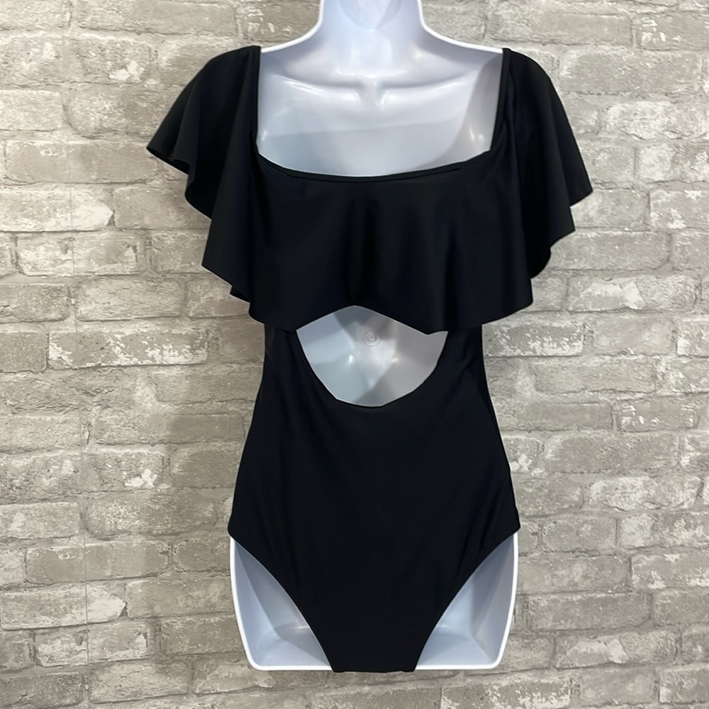Tempt Me Lace-Up Front Off Shoulder Ruffle One Piece Swimsuit - Picture 3 of 10